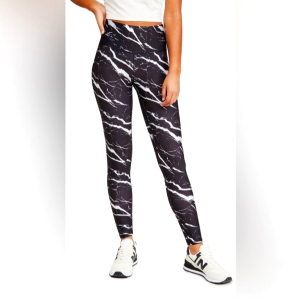 Terez Onyx Black Marble Hi-Shine Leggings